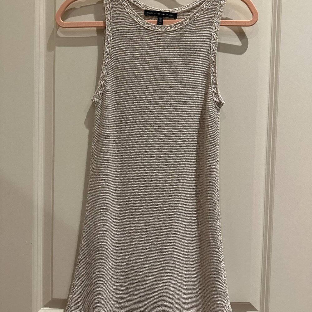 White House Black Market Metallic Cream Sleeveless Tunic